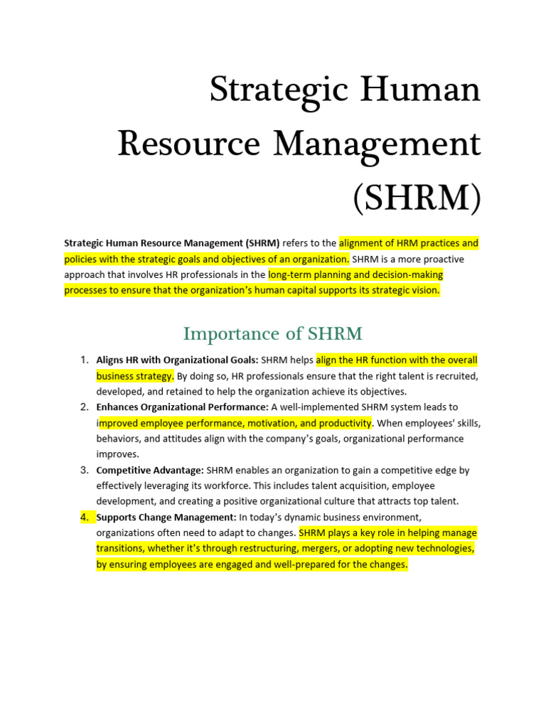 Strategic Human Resource Management Guide | PDF | Human Resource ...