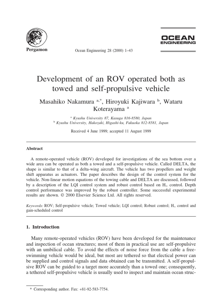 Development of An ROV Operated Both As Towed and Self-Propulsive ...