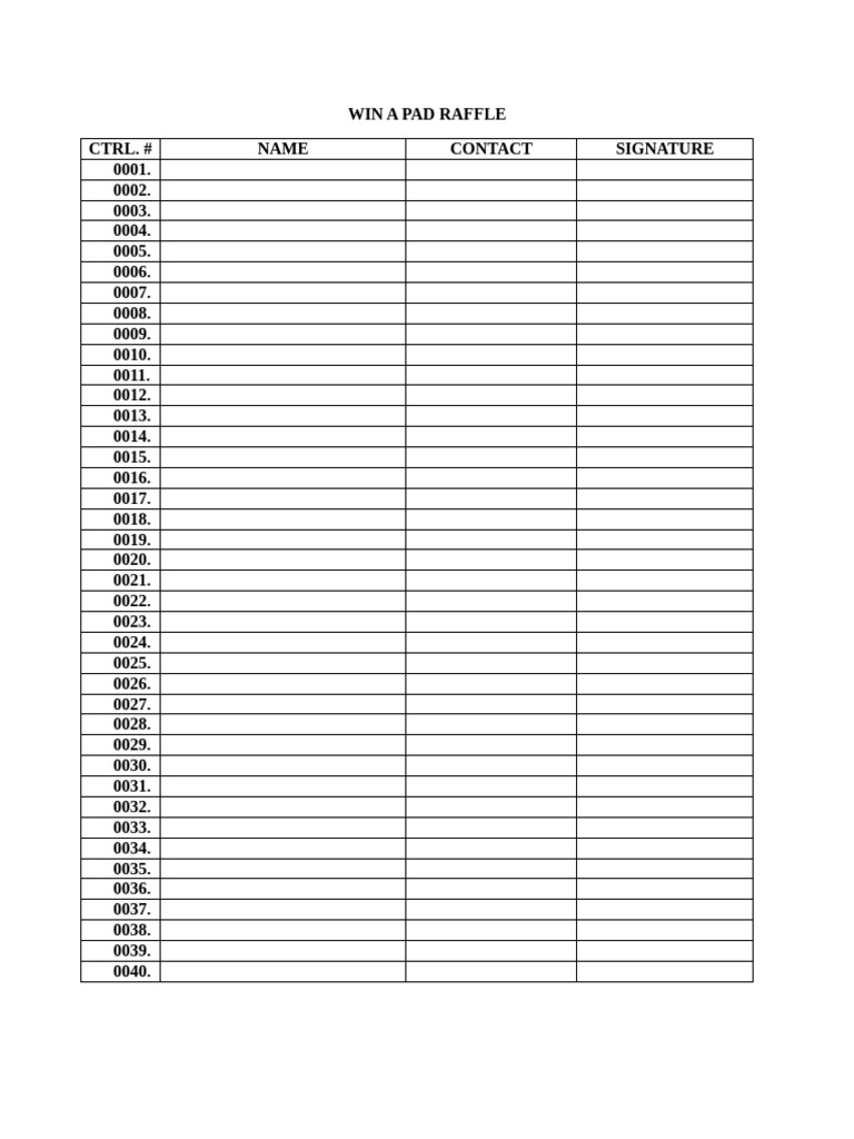 Win A Pad Raffle List | PDF