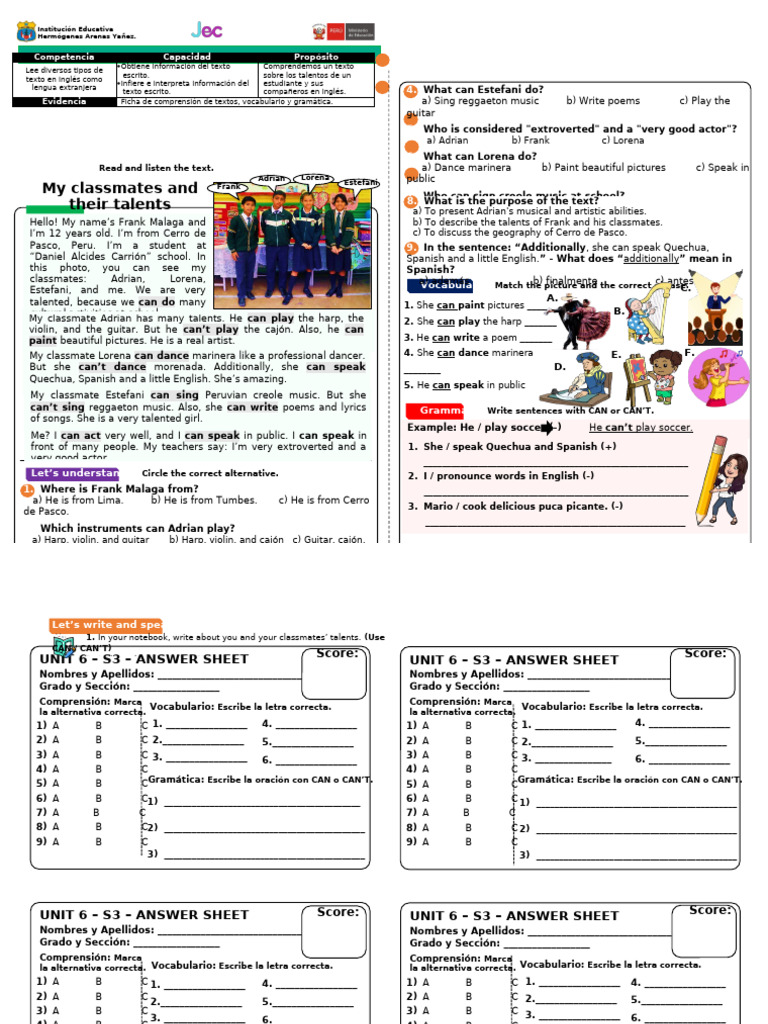 Unit 6 - Reading 3 - Ciclo Vi - 2023 | PDF | Peru