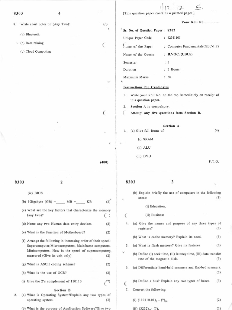 B. Voc. Computer Fundamentals GEC-1.2 Sem aeY5crE | PDF | Operating ...