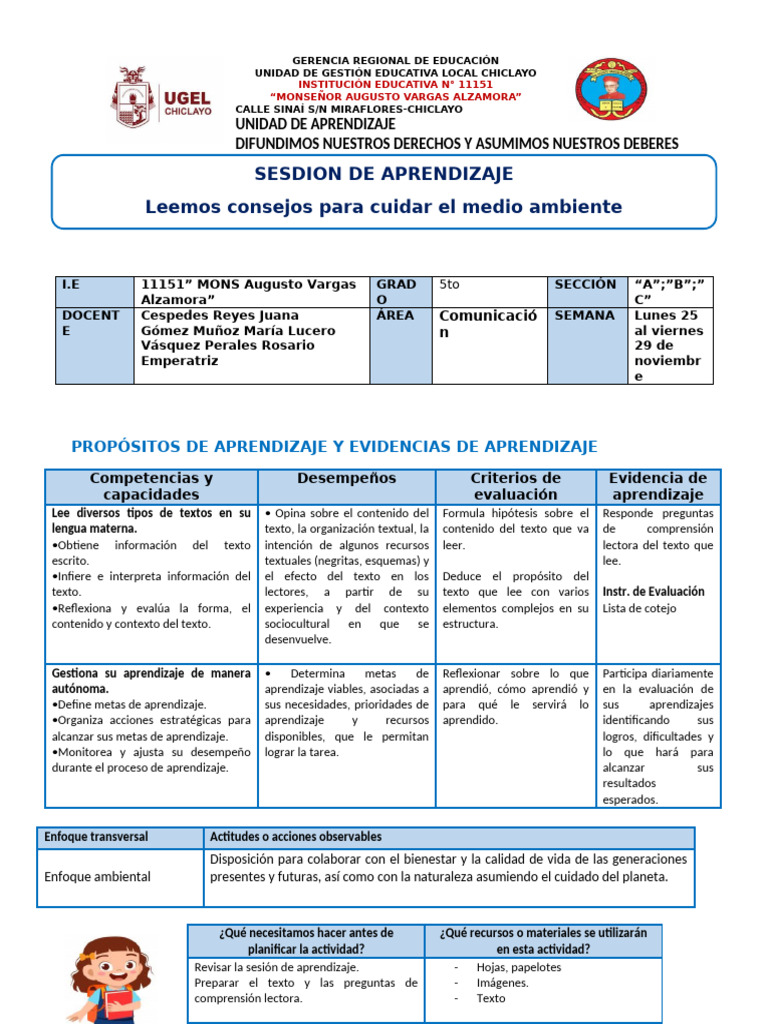 Leemos Consejos para Cuidar El Medio Ambiente | PDF | Aprendizaje ...