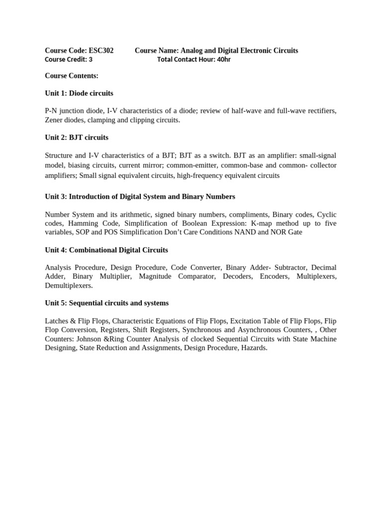 Analog and digital electronics syllabus updated pdf