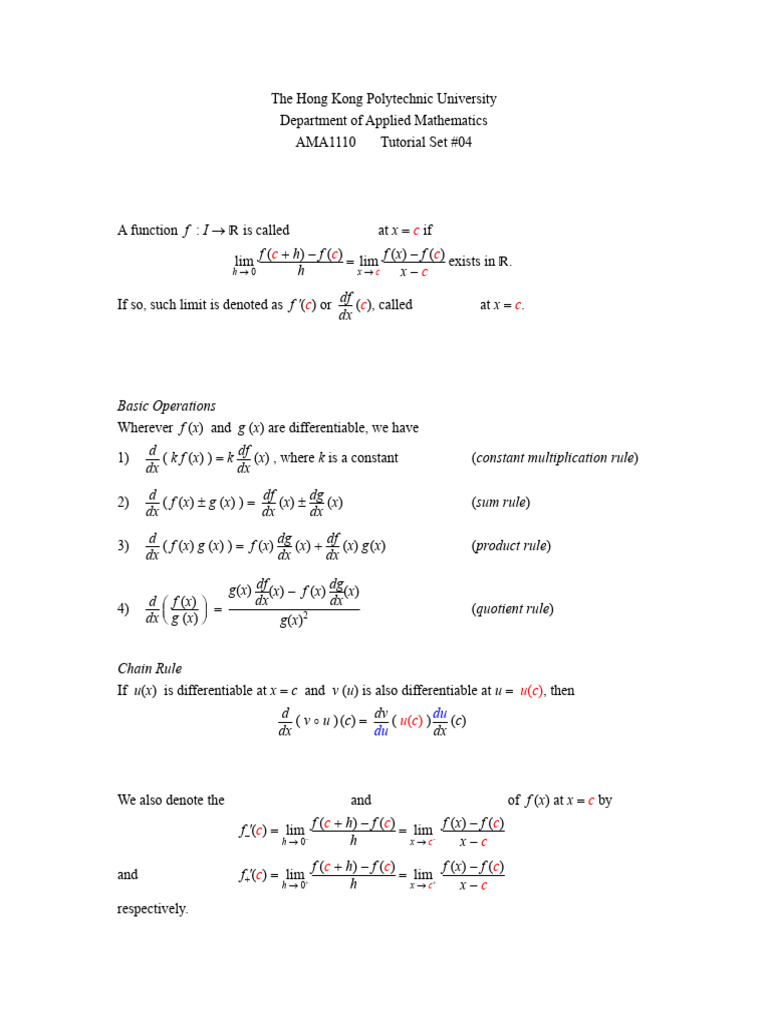 Derivative Concepts and Computation Guide | PDF | Derivative ...