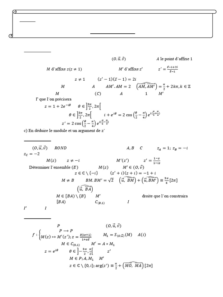 Exercices de mathématiques complexes | PDF | Nombre complexe | Cercle