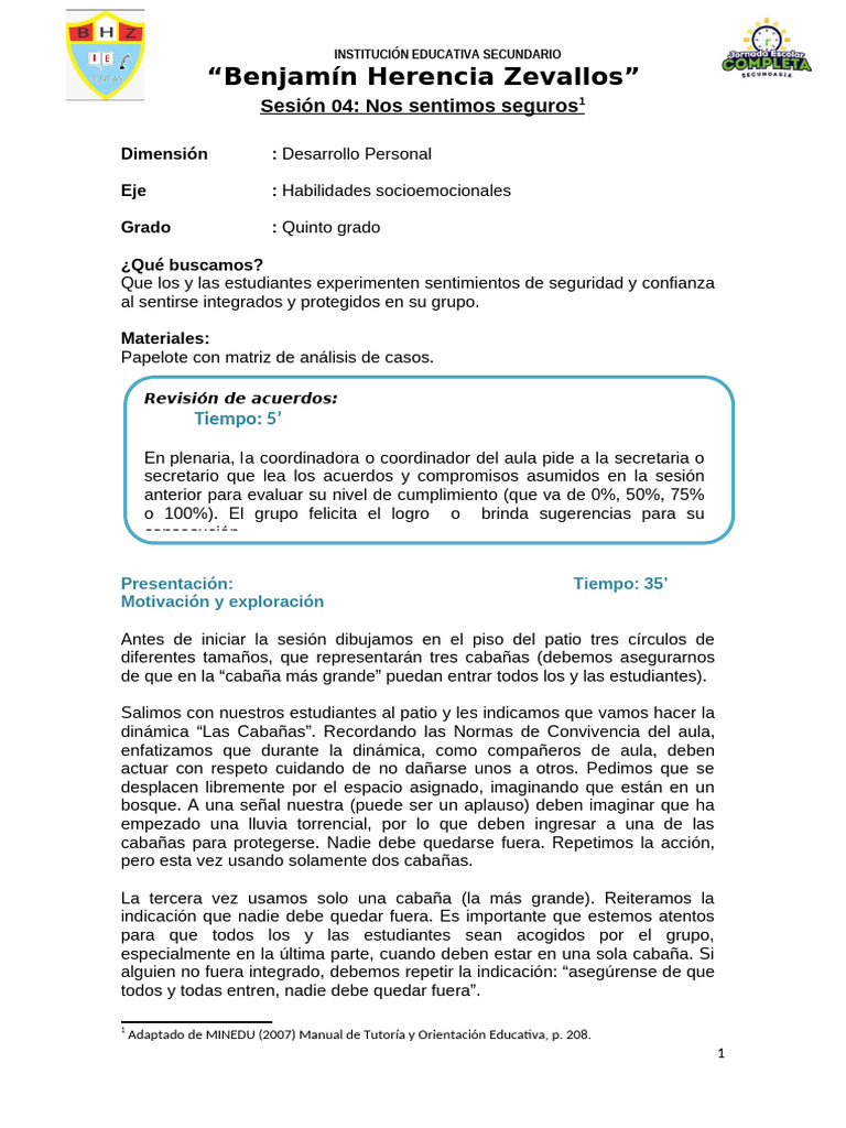 Sesion 4 de Tutoria BHZ | PDF | Crecimiento personal y profesional ...