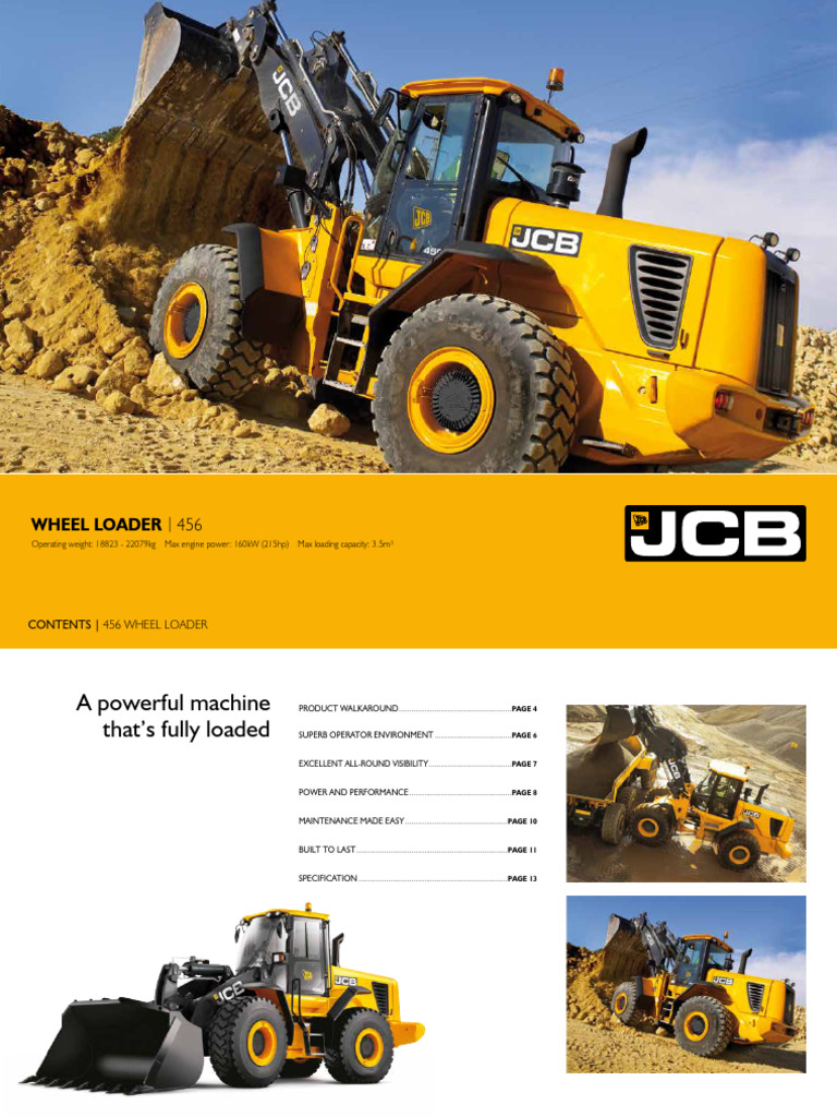 JCB 456 Wheel Loader Overview | PDF | Brake | Loader (Equipment)