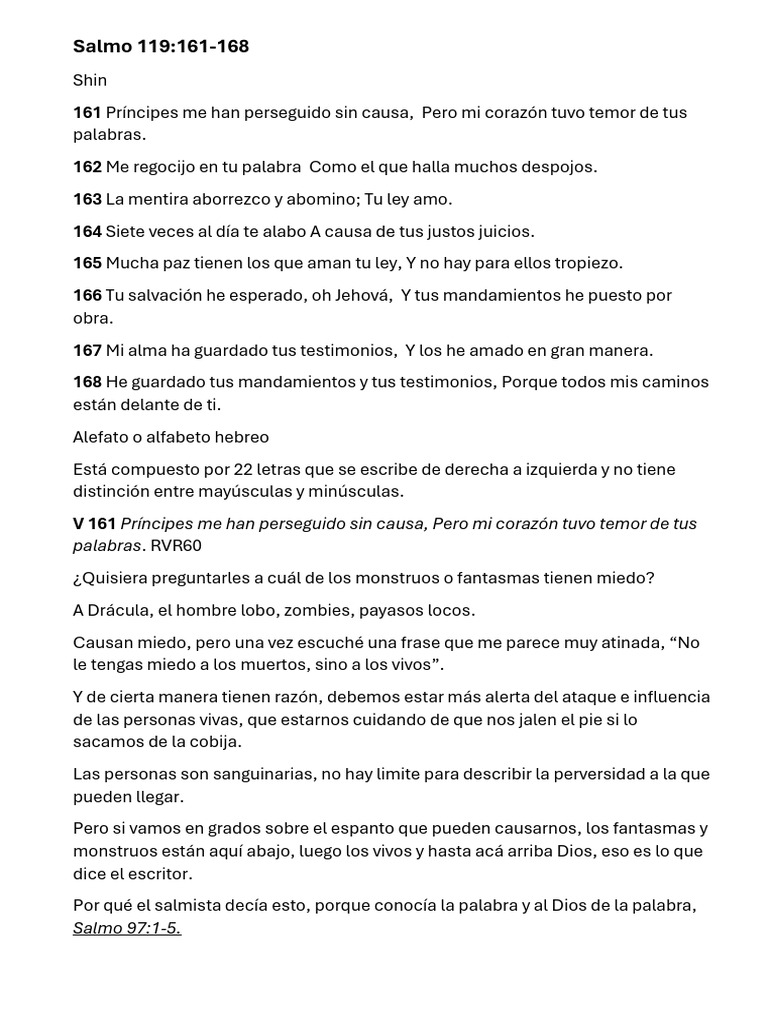 Explicación del Salmo 119:161-168 | PDF | Salmos | Contenido bíblico