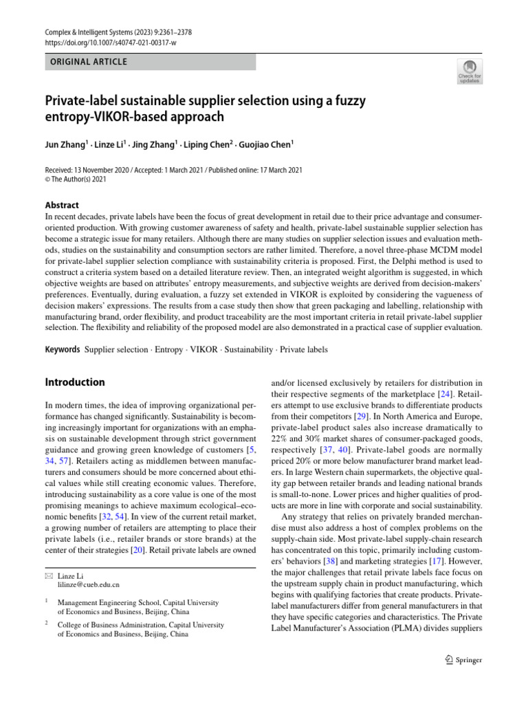 Private Label Sustainable Supplier Selection Using A Fuzzy | PDF ...