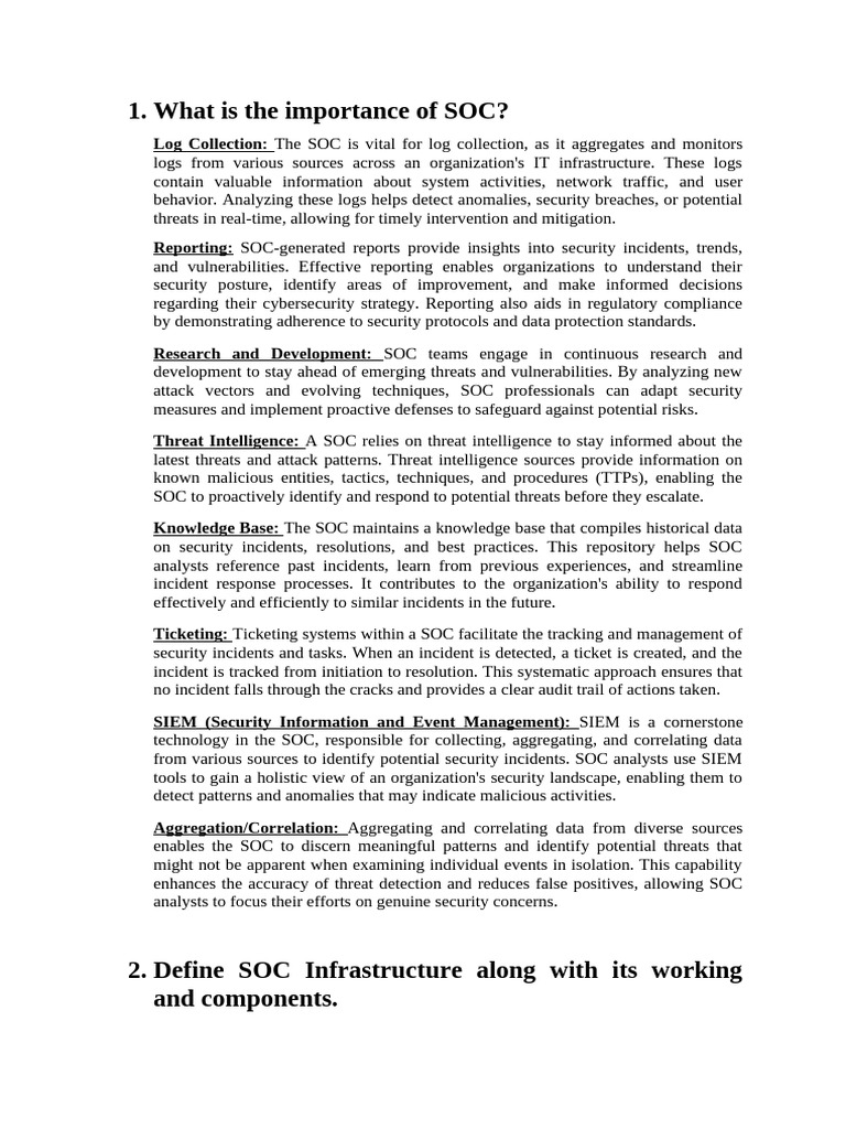 Importance of SOC in Cybersecurity | PDF | Computer Security | Security