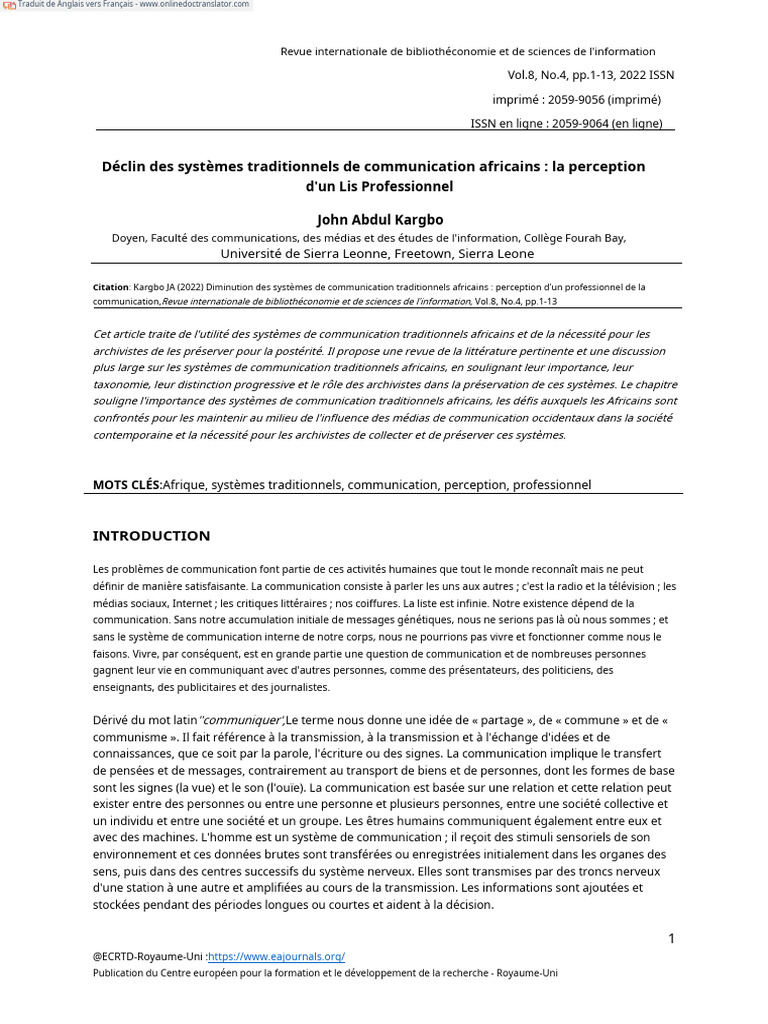 Déclin des communications traditionnelles en Afrique | PDF | la ...