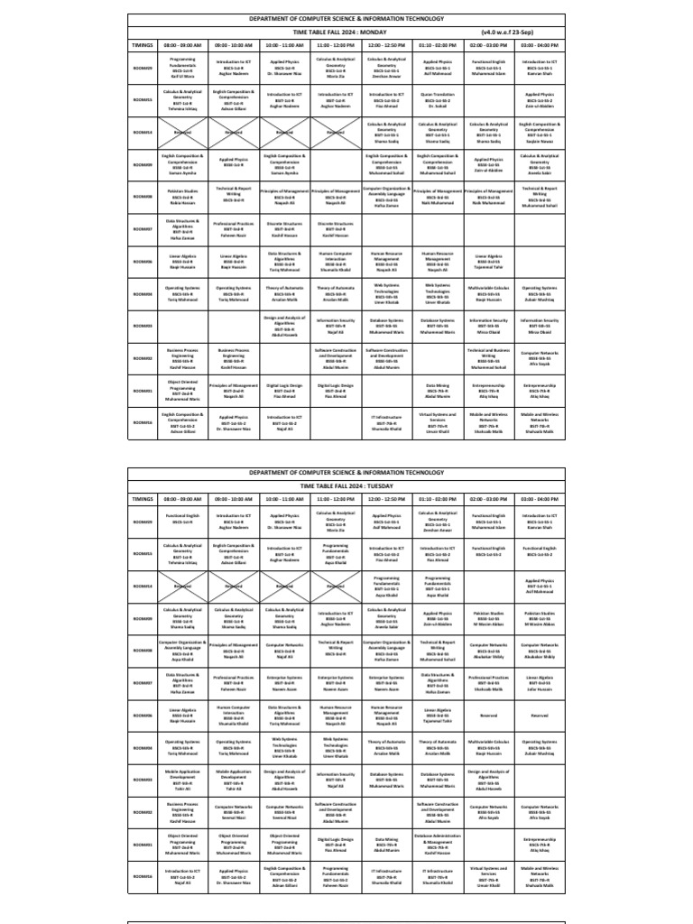 Fall 2024 Computer Science Timetable | PDF | Computing