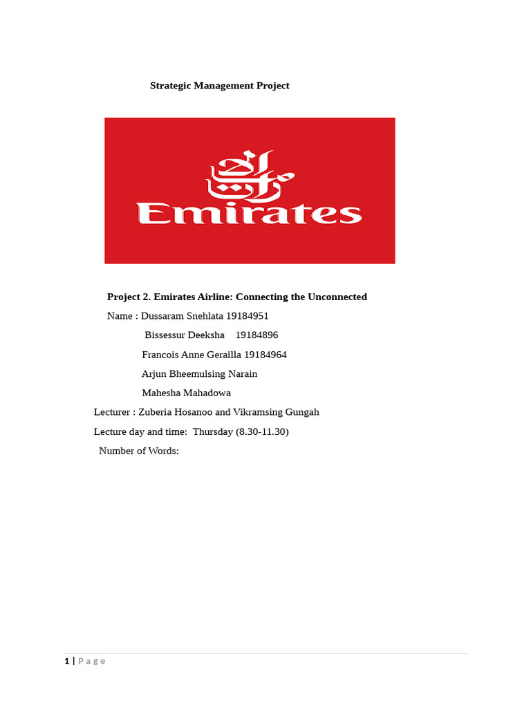 Emirates Airline Strategic Analysis Report | PDF | Emirates (Airline ...