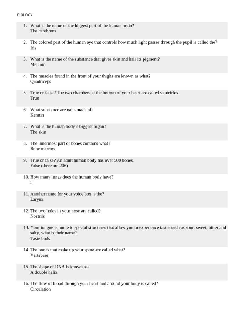 Bio Quiz 2 | PDF