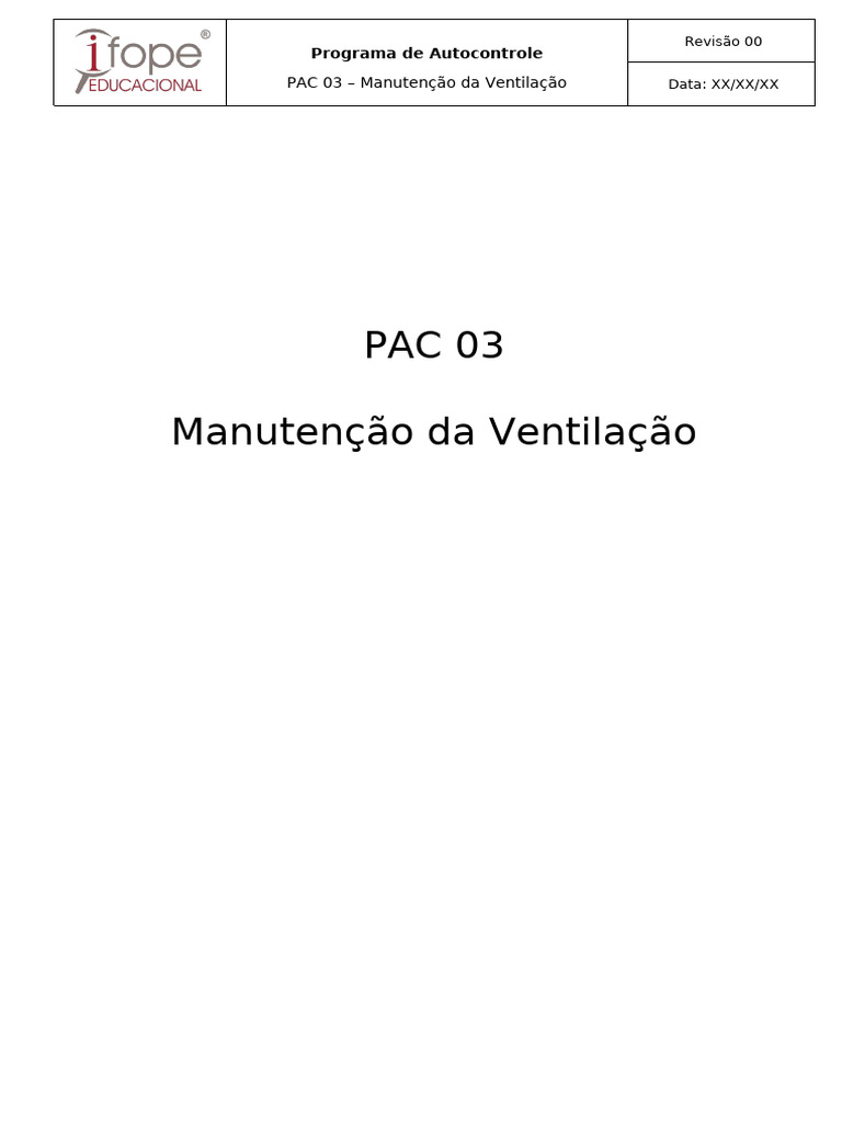 Manutenção da Ventilação PAC 03 | PDF