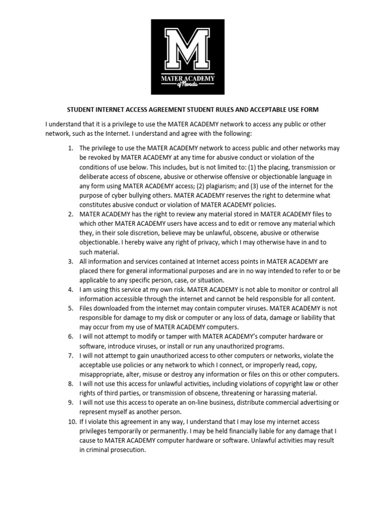 MAT - ComputerUseAgreement - ENG - FEB2021 | PDF | Internet | Computer ...