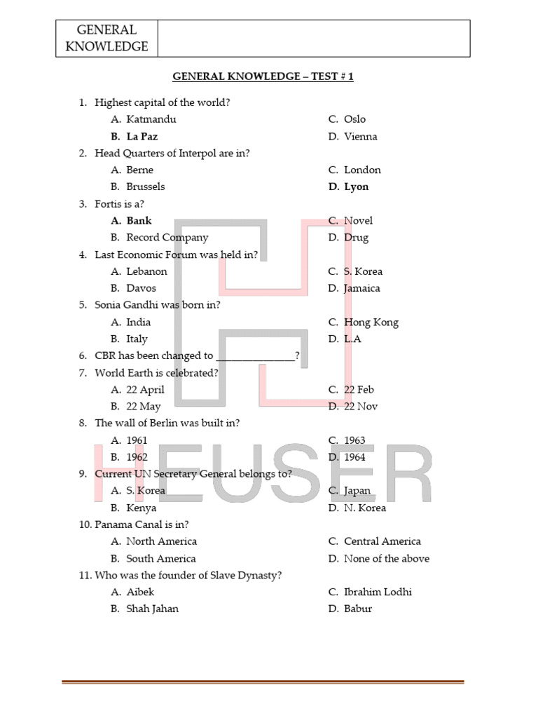 General Knowledge Quiz Overview | PDF | Pakistan | Zulfikar Ali Bhutto