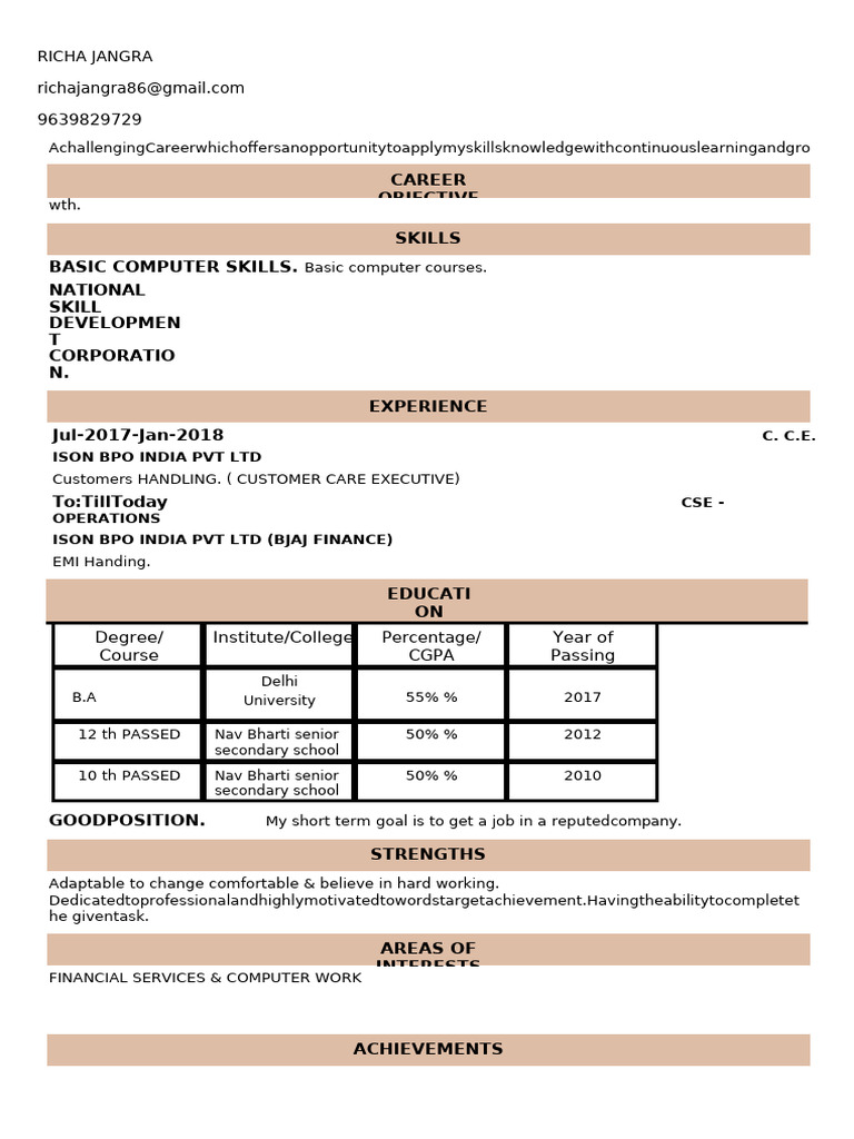 Resume CURRICULUM VITAE Format7 | PDF