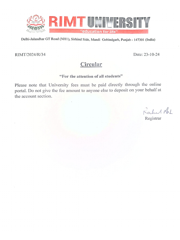 Fee Notice For All Students | PDF