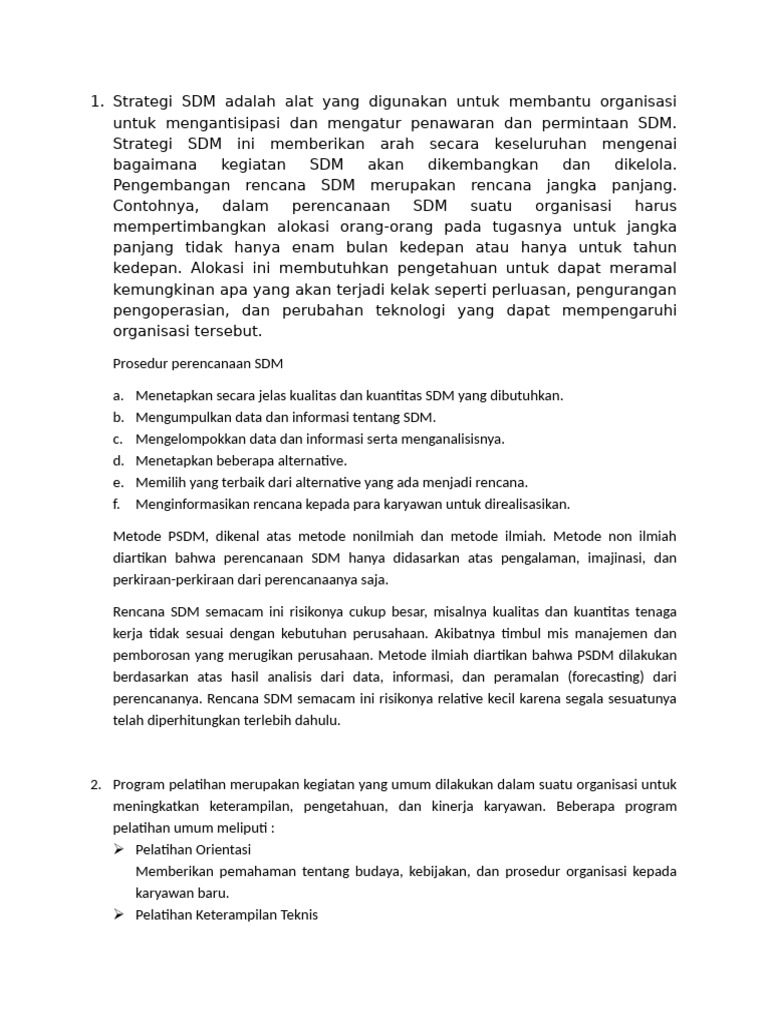 Strategi dan Program Pelatihan SDM | PDF