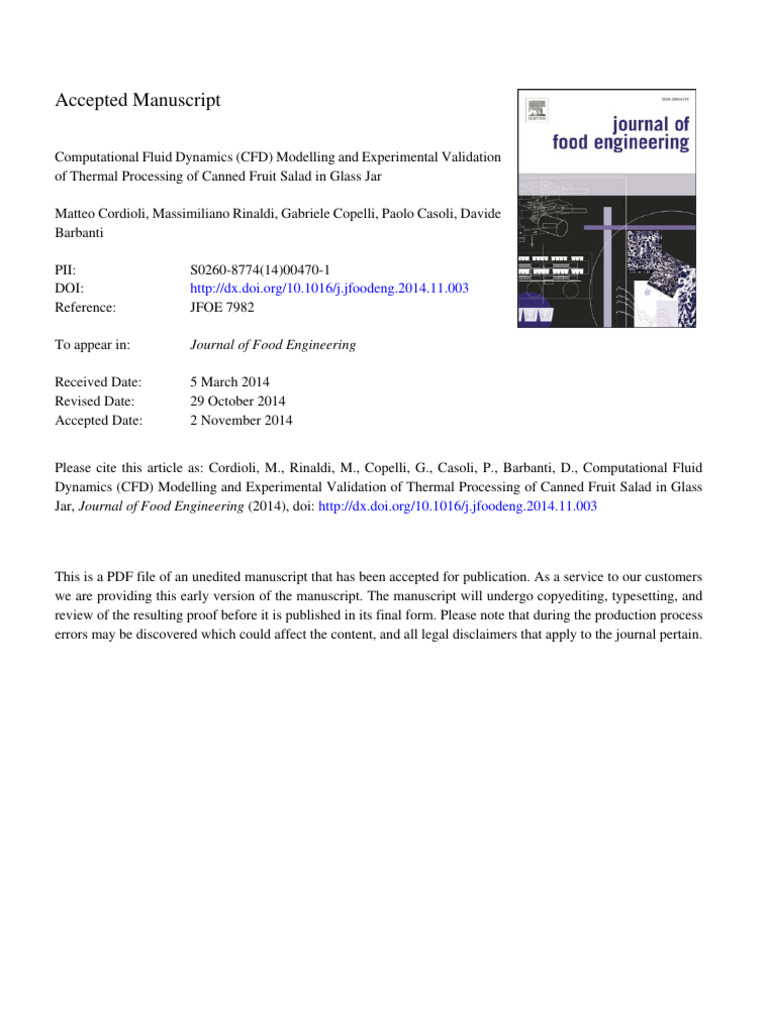 CFD Model for Canned Fruit Salad Processing | PDF | Convection | Viscosity
