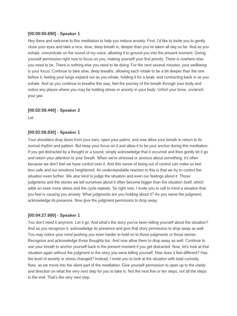 View of 10minute Meditation For Anxiety-2.mp3 | PDF | Breathing | Exhalation