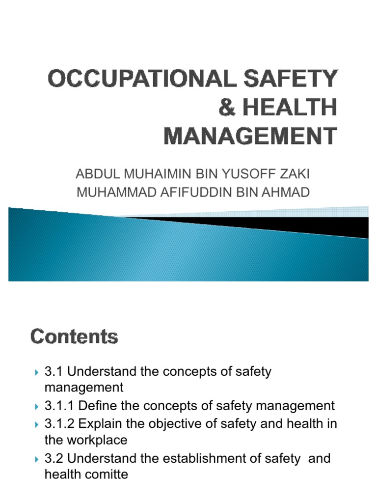 Occupational Safety Management Overview | PDF | Career & Growth | Business