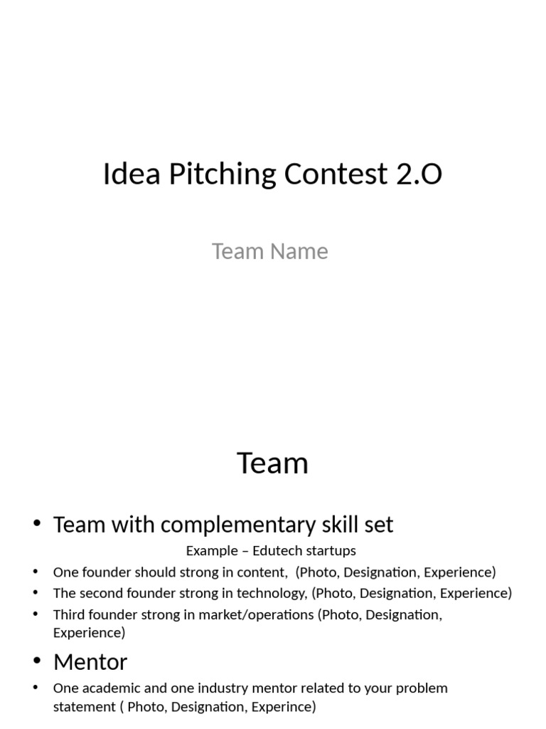 Idea Pitching Contest 2.o | PDF | Business Model | Business