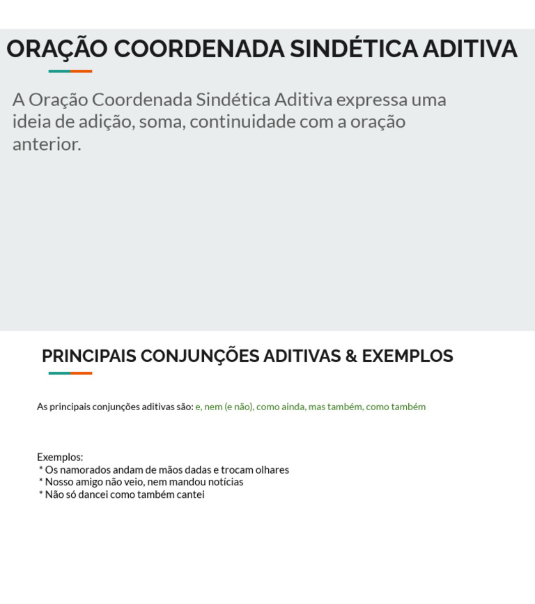 Oração Coordenada Sindética Aditiva | PDF
