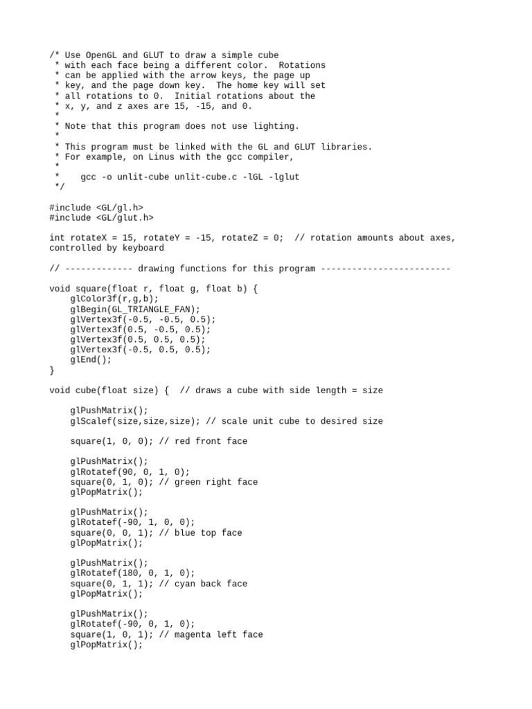 Draw A Cube With C | PDF | Software Development | Computer Programming