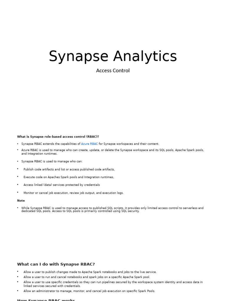 Synapse RBAC Access Control Overview | PDF | Computer Programming ...