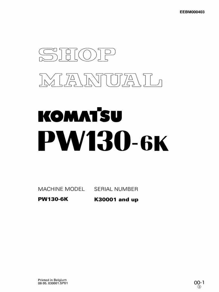9011362-KP6ESARM-Komatsu Pw130-6k Excavator Service and Repair