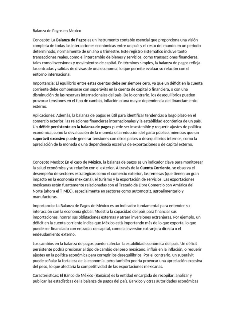 Balanza de Pagos en Mexico | PDF | Balance de pagos | Tipo de cambio
