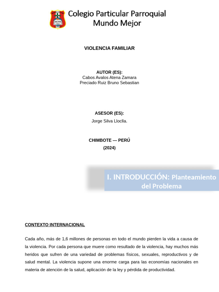 Impacto de la Violencia Familiar en Estudiantes | PDF | Violencia ...