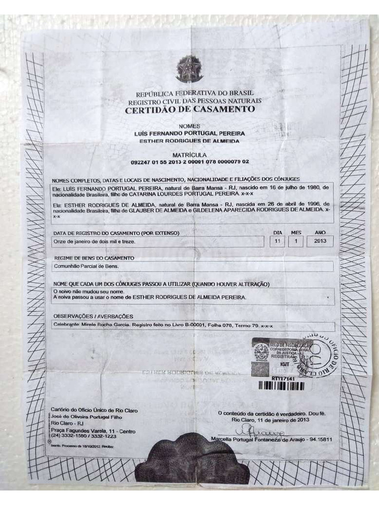 Certidão de Casamento | PDF
