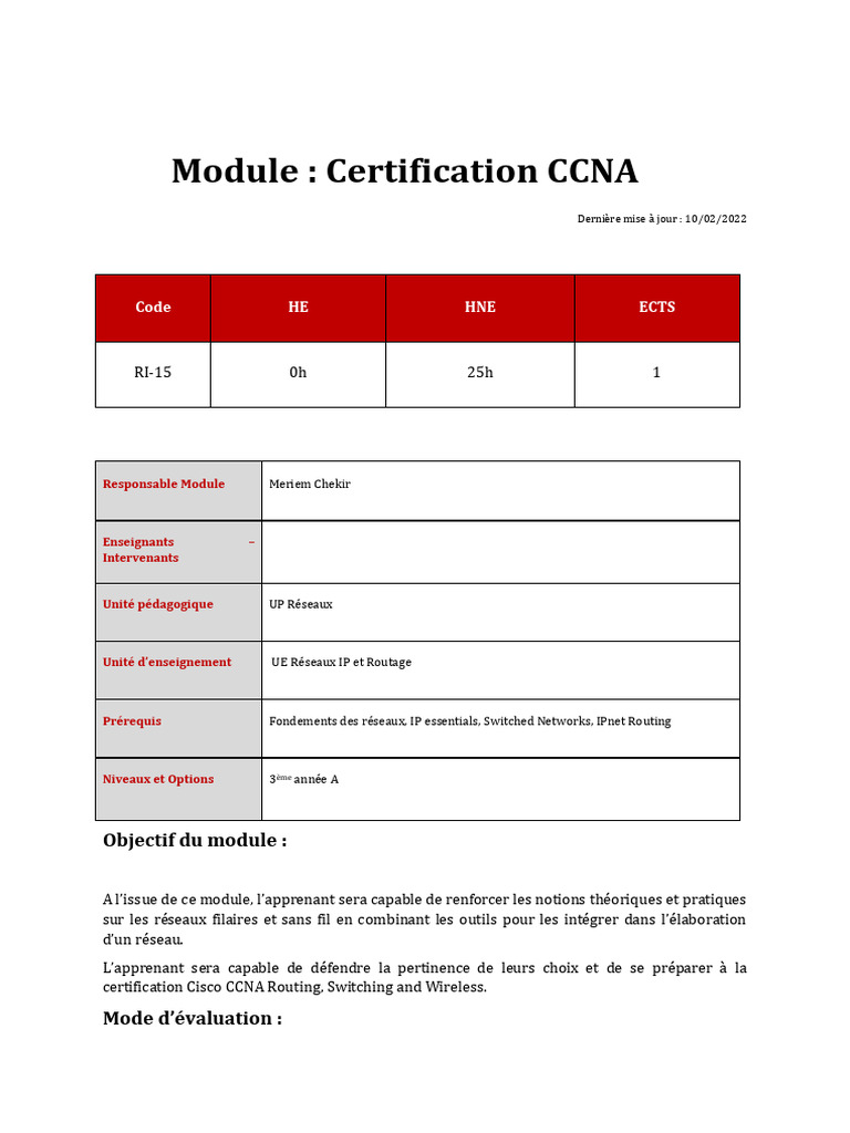 Module CCNA : Formation et Certification | PDF | I Pv6 | Transmission ...