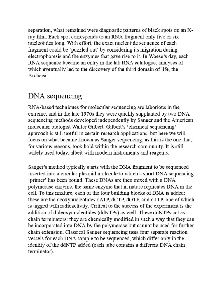 Sanger Sequencing: Method and Evolution | PDF | Dna Sequencing | Dna