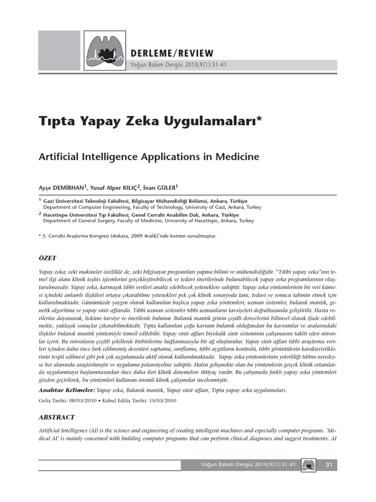 Tıpta Yapay Zeka | PDF