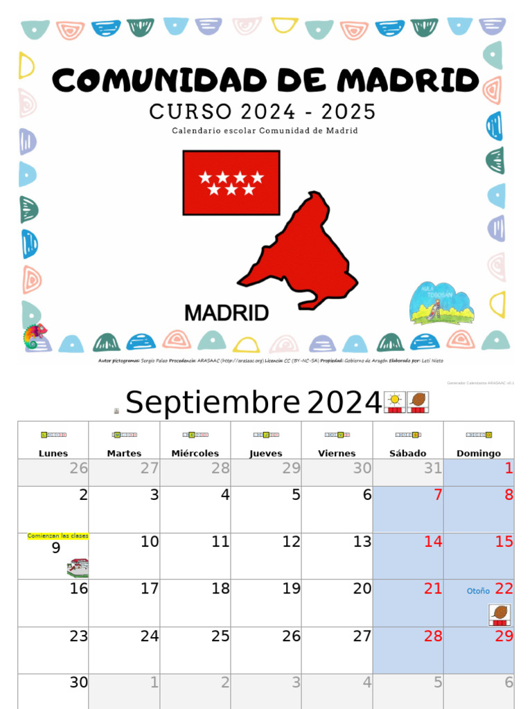 Calendario Escolar Comunidad de Madrid 2024 - 2025 | PDF | Calendario ...
