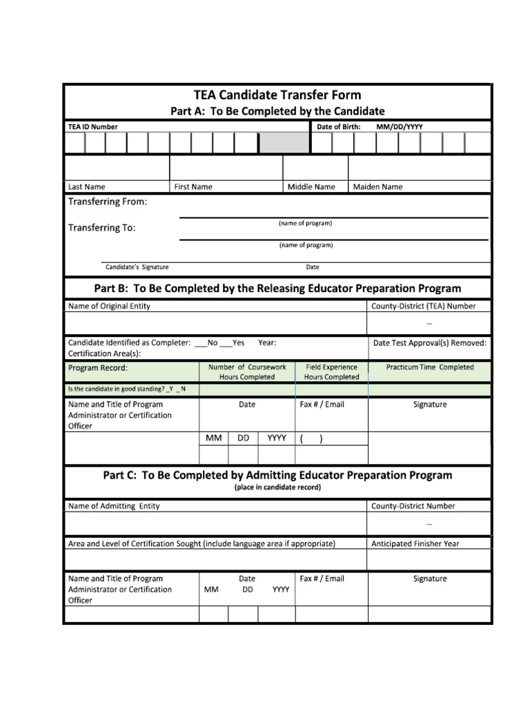 Blank Transfer Form | PDF