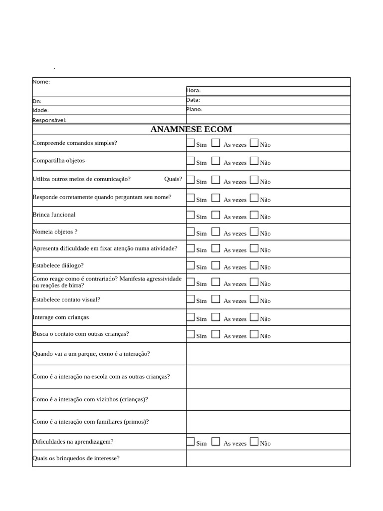 Anamnese Ecom | PDF