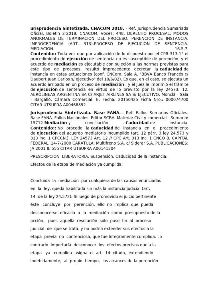 Ejecución de Sentencia y Mediación | PDF | Sentencia (ley) | Caso de ley