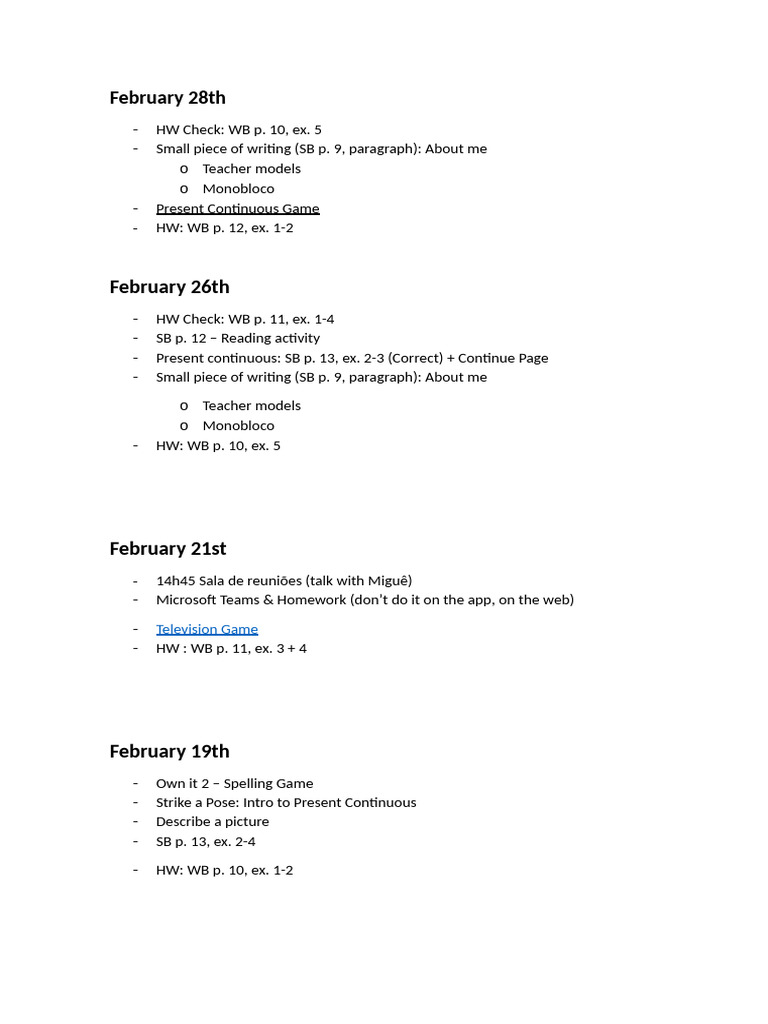 Weekly Homework and Activities Overview | PDF | Language Arts & Discipline