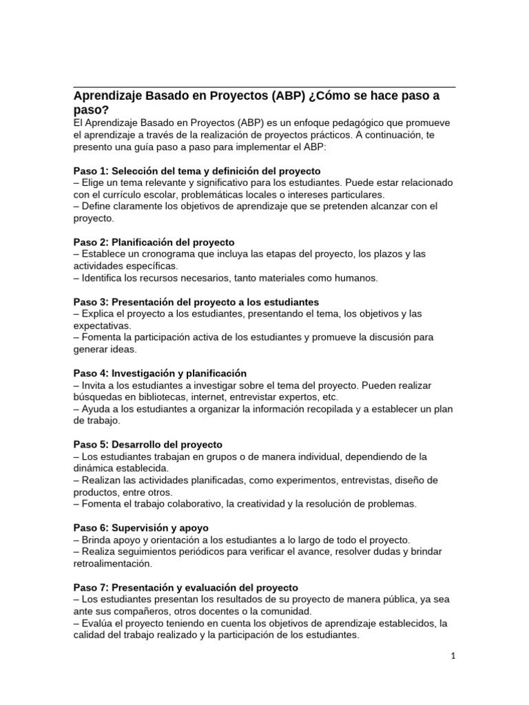 Aprendizaje Basado en Proyectos | PDF | Evaluación | Aprendizaje