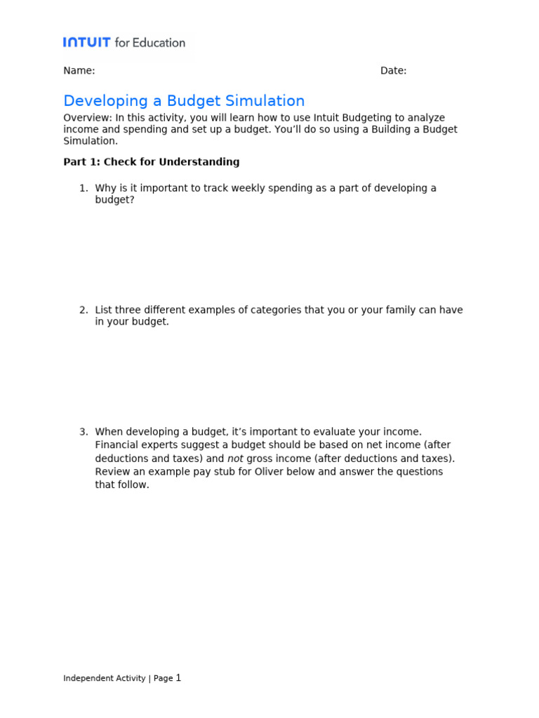 Budget Simulation Activity Overview | PDF | Tax Deduction | Budget