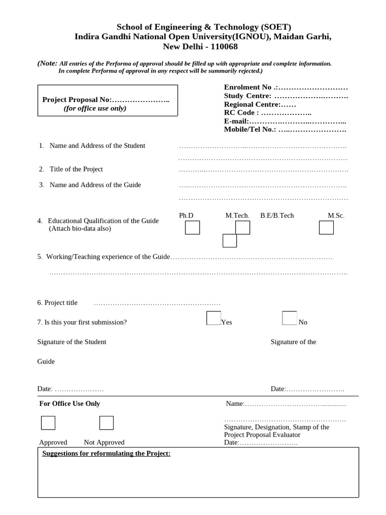 Ignou Project Propasal | PDF | Academic Degree | Qualifications