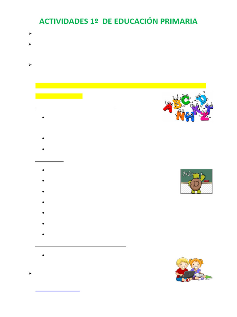 Actividades Educativas para 1º Primaria | PDF