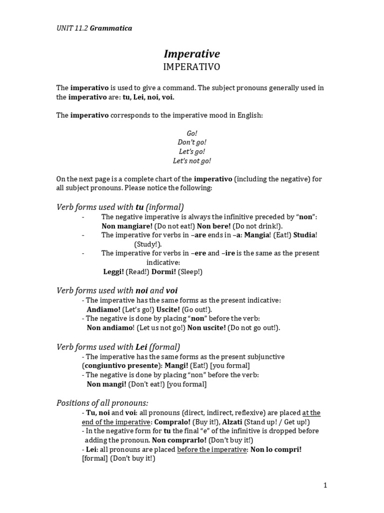 Imperativo: Forme e Uso | PDF | Syntax | Morphology