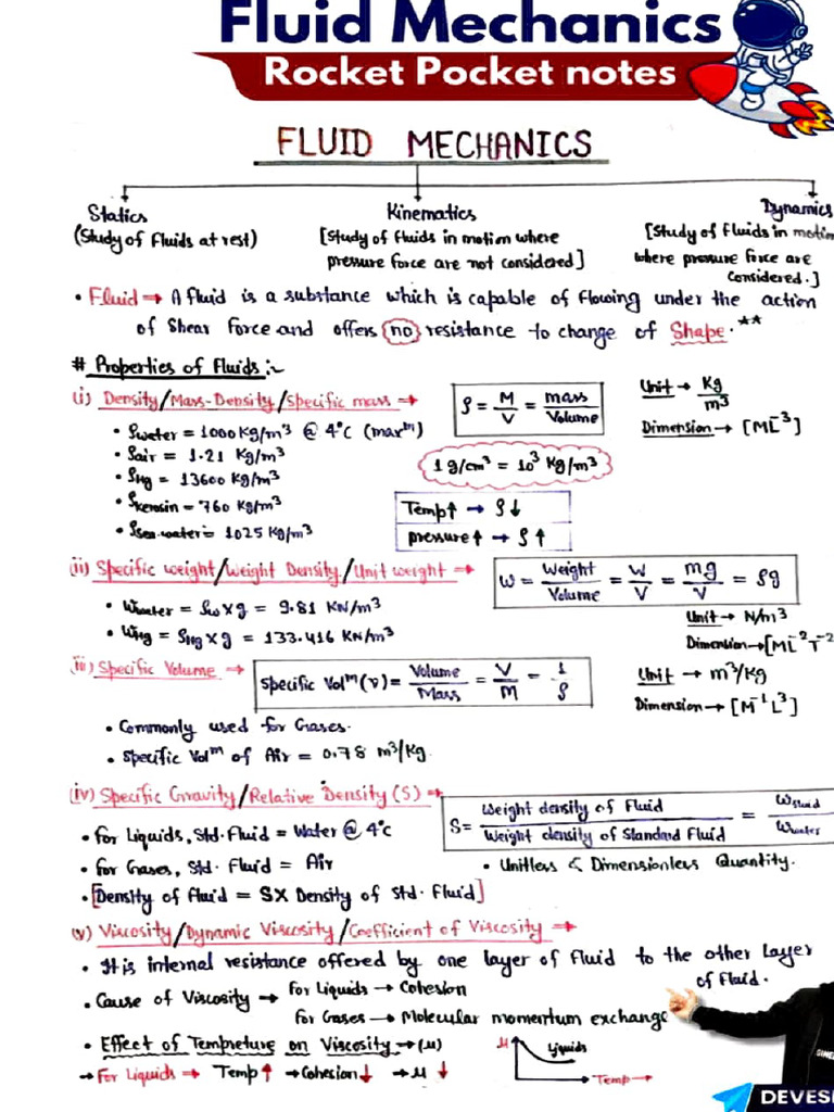 FM Shorts Notes | PDF | Continuum Mechanics | Dynamics (Mechanics)