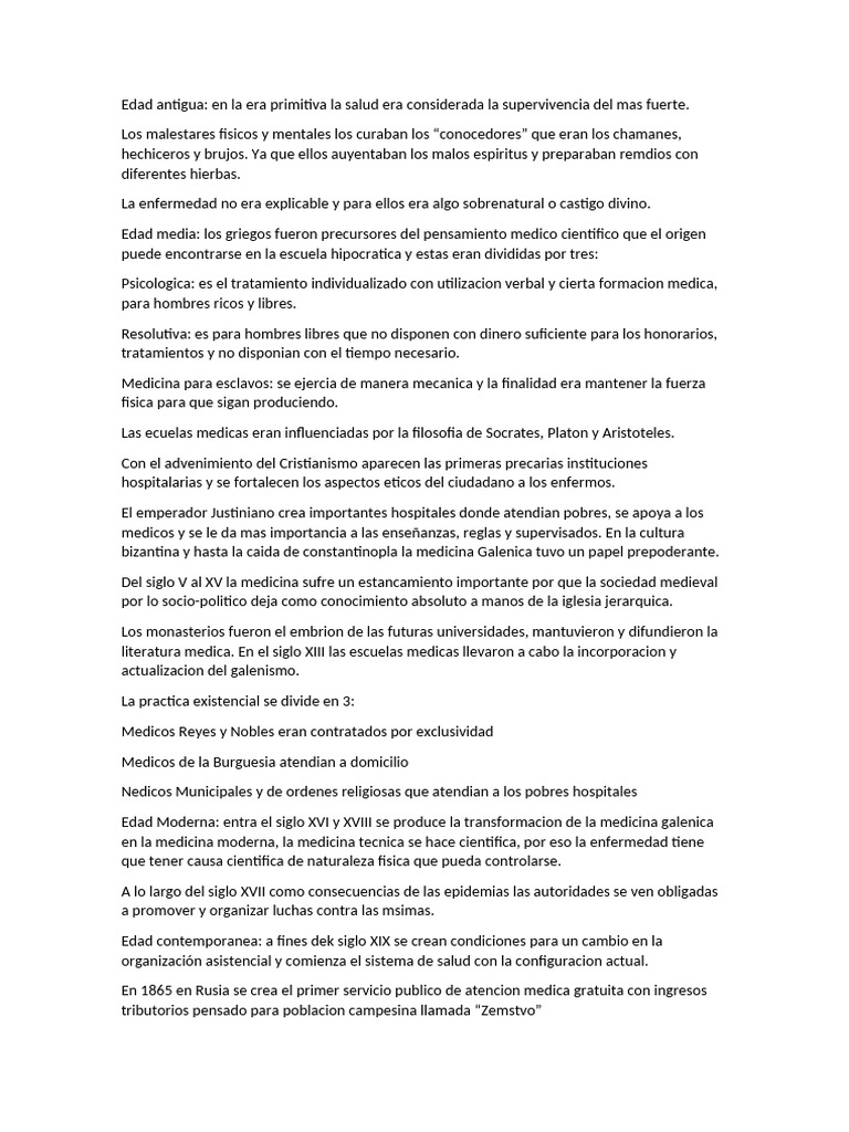Evolución de la Medicina y Salud Pública | PDF | Cuidado de la salud ...